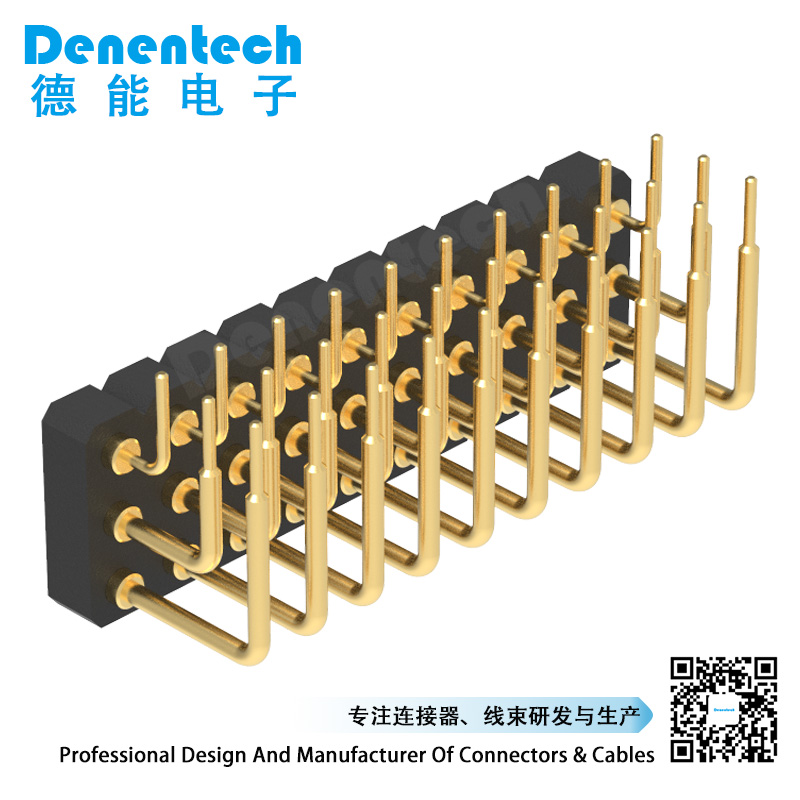 Denentech hot sale 3.0MM H2.5MM triple row female right angle DIP pogo pin